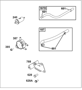 Fuel Supply Group Diagram and Parts List for 386447-0098-B5 200000 - 399999 Briggs and Stratton Engine